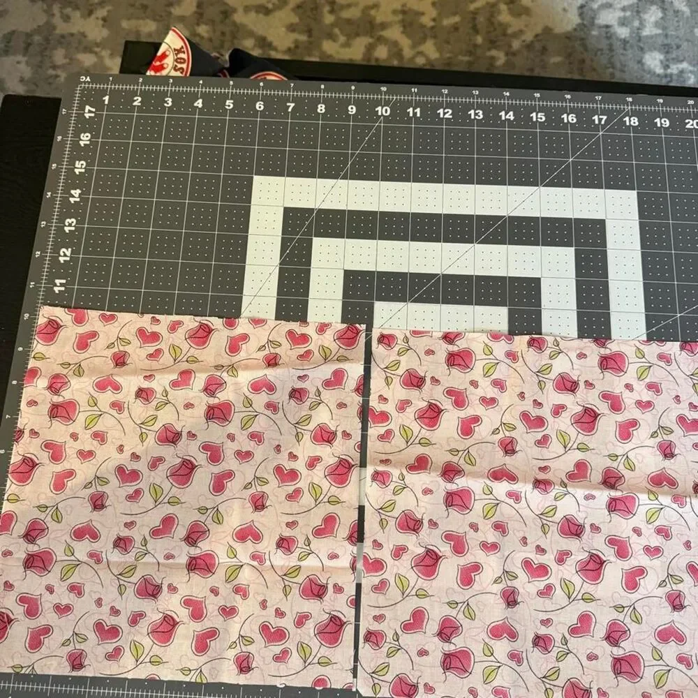 Heart Fabric Bundle 5 Cotton Quilt Fabric Squares 10